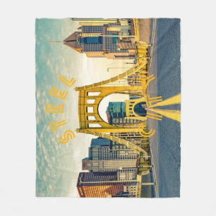 Pittsburgh Steel City Skyline 412 Pennsylvania Can Fleece Blanket