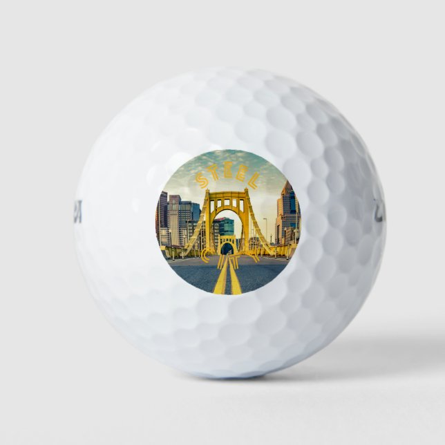 Pittsburgh Steel City Skyline 412 Pennsylvania Can Golf Balls (Front)