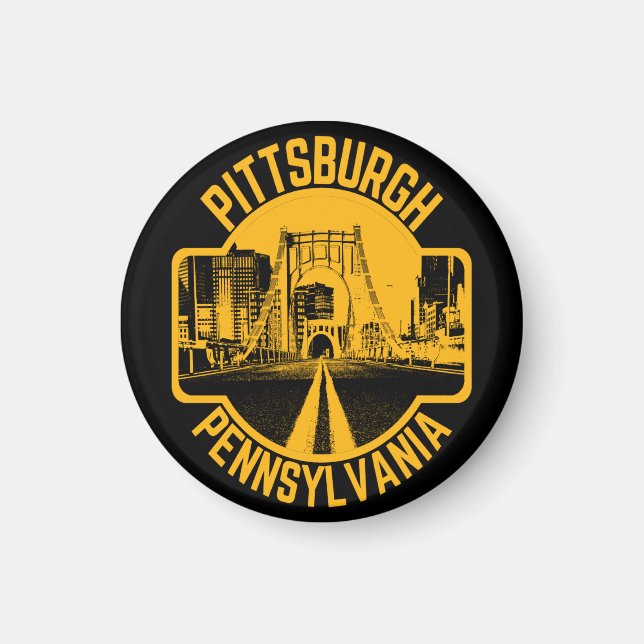 Pittsburgh Steel City Skyline Bridge Pennsylvania  Magnet (Front)