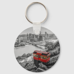 Pittsburgh Steel City Skyline Incline Photography Key Ring
