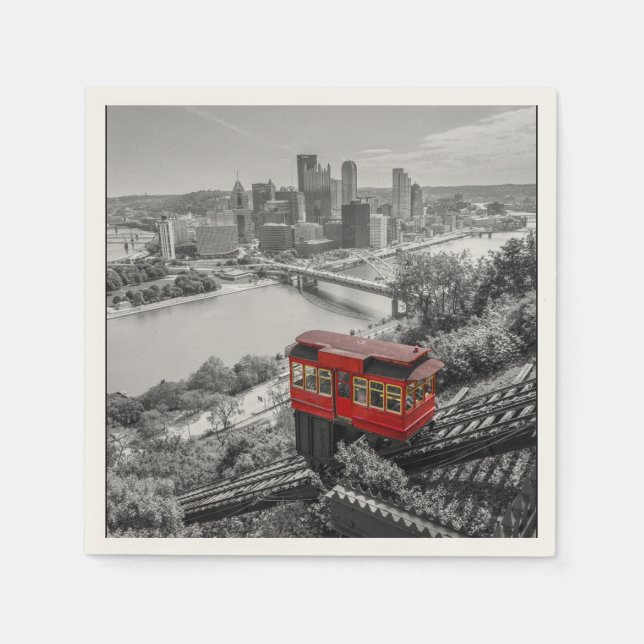 Pittsburgh Steel City Skyline Incline Photography  Napkin (Front)