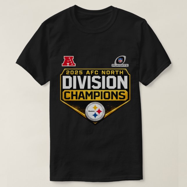 Pittsburgh Steelers 2025 AFC North Champions T-Shirt (Design Front)