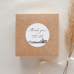 Pittsburgh Thank You Favour 3" (sheet of 6) Classic Round Sticker