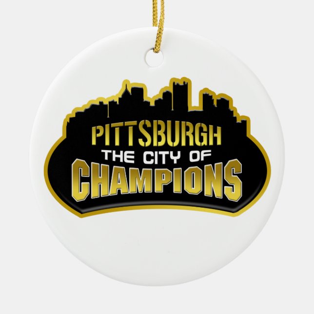 Pittsburgh The City Of Champions Ceramic Tree Decoration (Front)