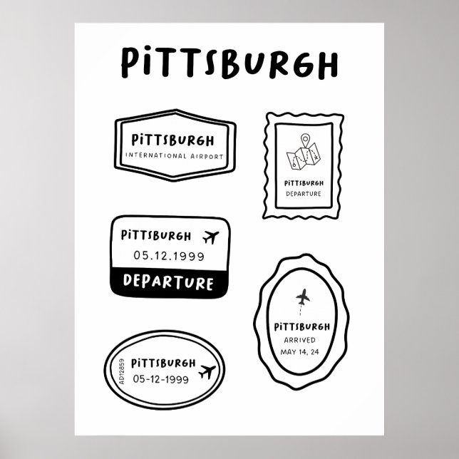 Pittsburgh - Travel Stamp Collection | Minimalist  Poster (Front)