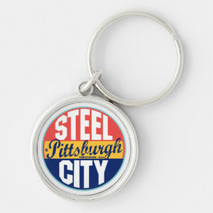 Pittsburgh Vintage Label Key Ring