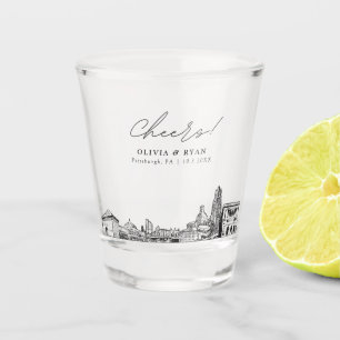 Pittsburgh Wedding Favour Personalised Cheers Shot Glass