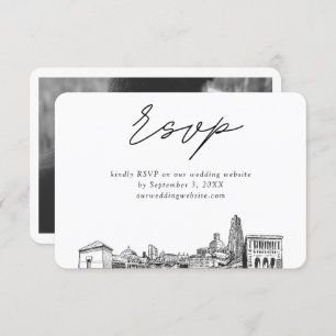 Pittsburgh Wedding Minimalist Sketch RSVP Enclosure Card