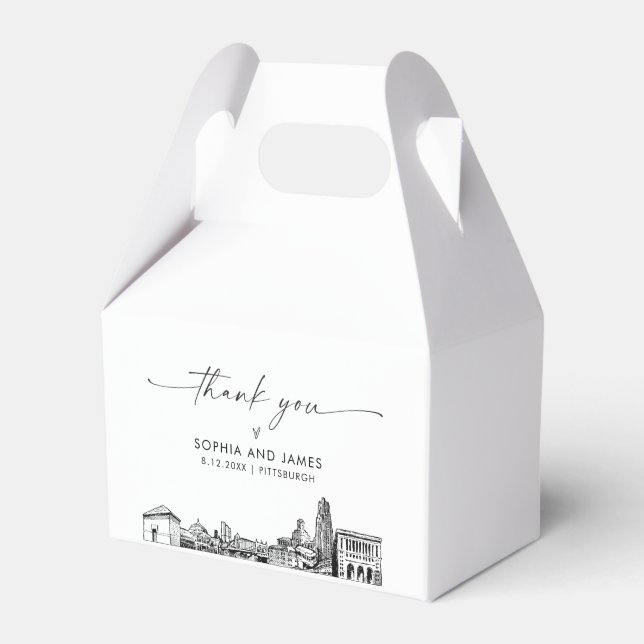Pittsburgh Wedding Personalised Favour Box (Front Side)