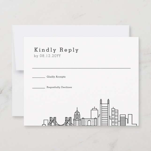 Pittsburgh Wedding | Stylised Skyline RSVP (Front)