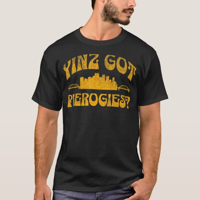 Pittsburgh Yinz Funny Yinzer Sl City 412 Pierogies T-Shirt (Front)