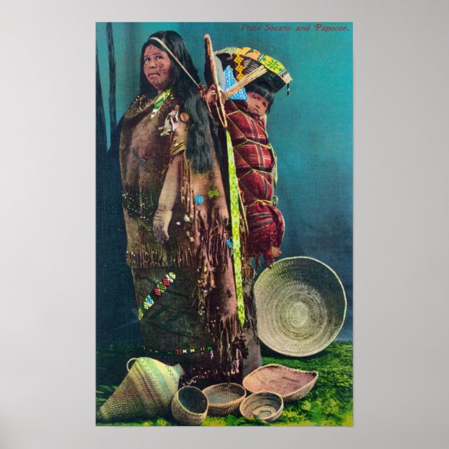 Piuta Native Mother and Child in a Papoose Poster (Front)