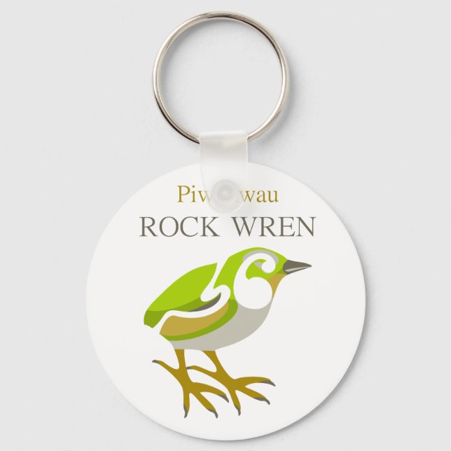 PIWAUWAU , New Zealand Bird, Rock Wren Key Ring (Front)