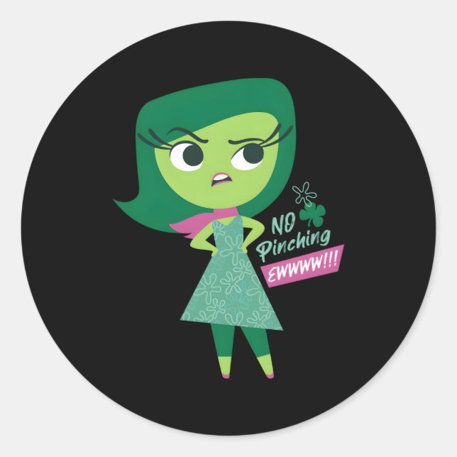 Pixar Inside Out Disgust Ew No Ching St Patrick'S  Classic Round Sticker (Front)
