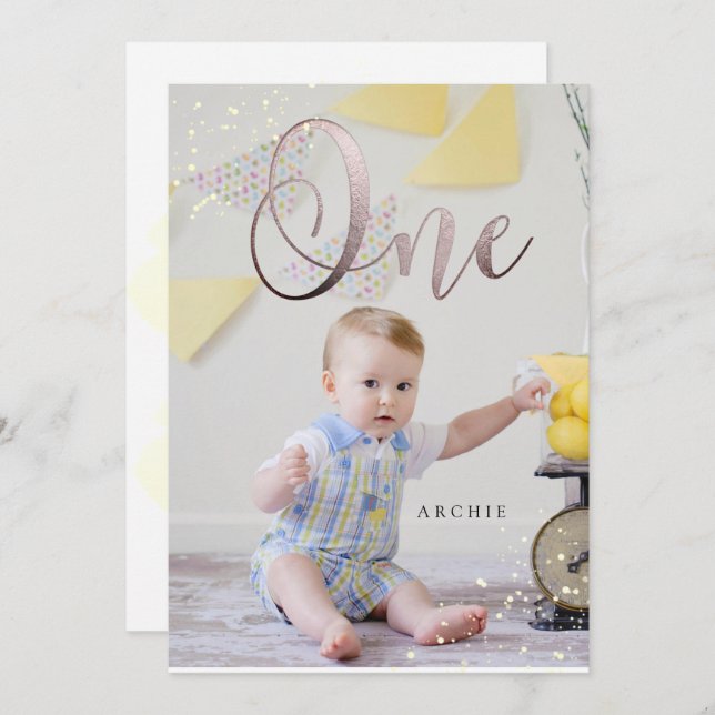 PixDezine 1ST Birthday Watercolor Invitation (Front/Back)