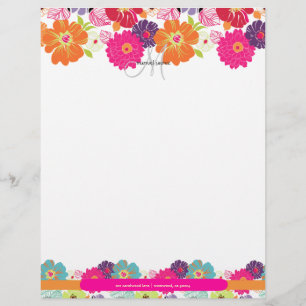 PixDezine Alegre Retro Floral Letterhead Design