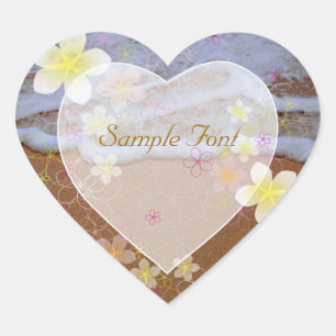 PixDezine beach+plumeria Heart Sticker