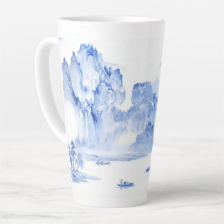 PixDezine Blue Chinoiserie Valley Living Landscape Latte Mug