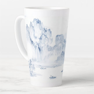 PixDezine Blue Chinoiserie Valley Living Landscape Latte Mug