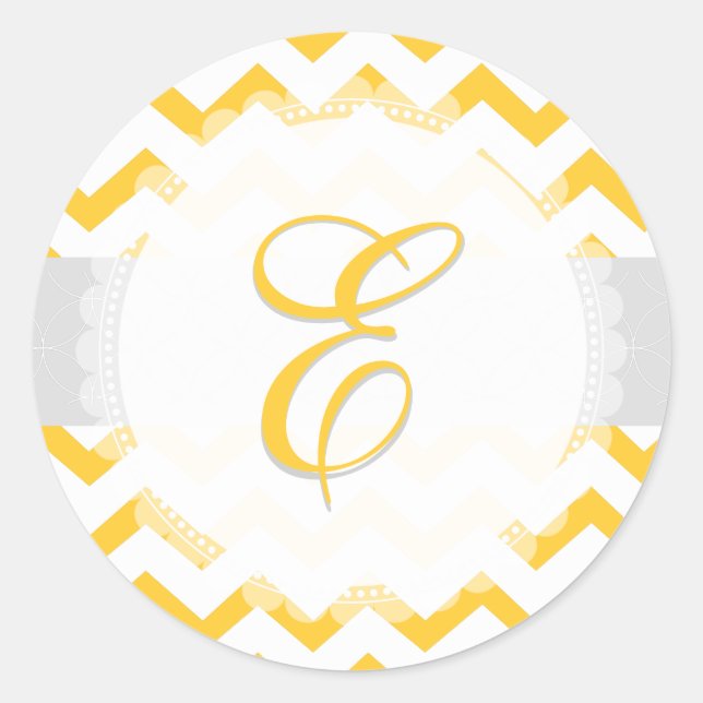 PixDezine chevron/monogram/diy colours Classic Round Sticker (Front)