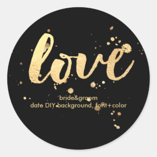 PixDezine dazzled faux gold/love Classic Round Sticker