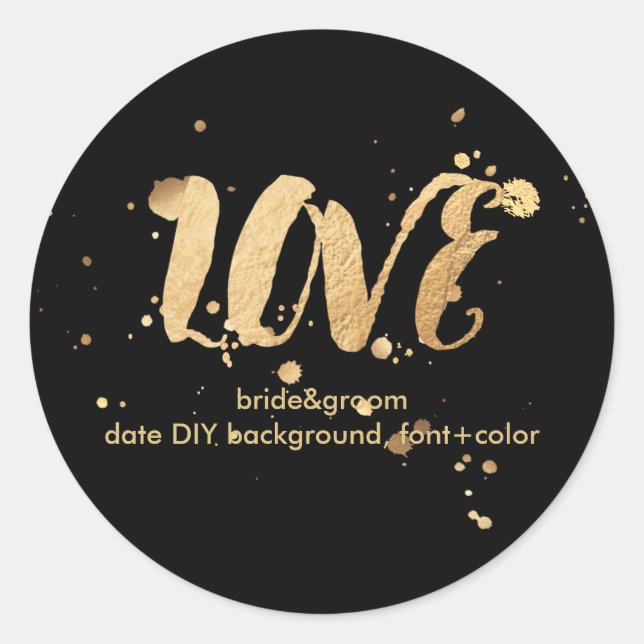 PixDezine dazzled faux gold/love Classic Round Sticker (Front)