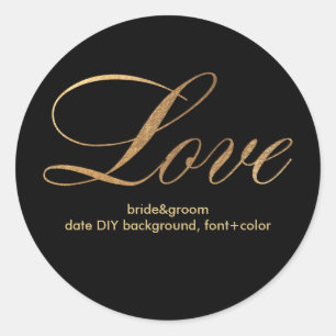 PixDezine dazzled faux gold/love Classic Round Sticker