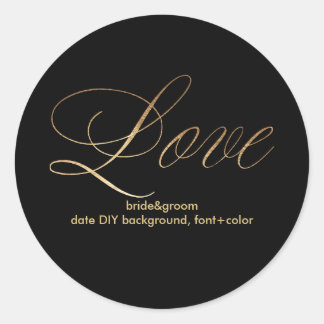PixDezine dazzled faux gold/love Classic Round Sticker