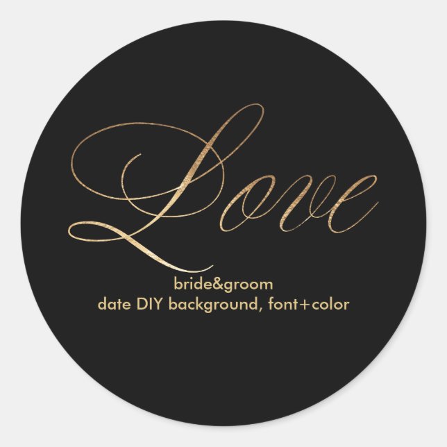 PixDezine dazzled faux gold/love Classic Round Sticker (Front)