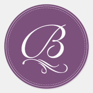 PixDezine DIY monogram+DIY colour/deco scrolls Classic Round Sticker