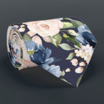 PixDezine Dusty Blue Blush Roses Navy Neck Tie<br><div class="desc">PixDezines floral watercolor neck tie,  dusty blue and blush roses.  This is an adjustable tiled image,  you can rearrange and size the pattern as you wish.  It is a DIY background colour.

 Copyright © 2011-2021 PixDezines™.</div>