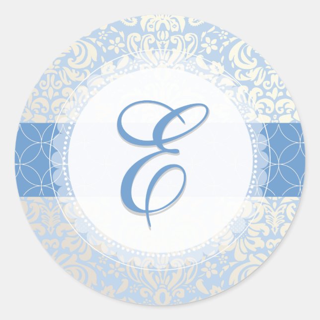 PixDezine fidora damask/diy colours/placid blue Classic Round Sticker (Front)