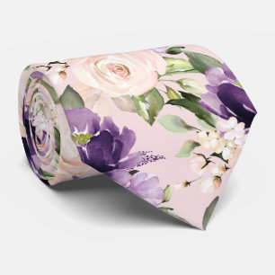 PixDezine H2 Flowers Aubergine Blush Roses  Ne Tie