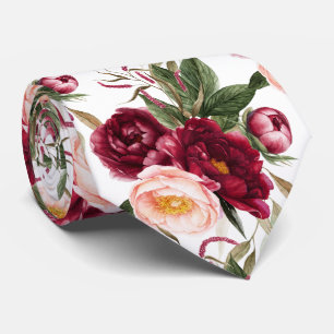 PixDezine H2 Flowers Burgundy Blush Peonies Tie