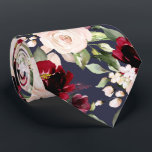 PixDezine H2 Flowers Burgundy Blush Roses Navy Tie<br><div class="desc">PixDezines floral watercolor neck tie,  burgundy and blush roses.  This is an adjustable tiled image,  you can rearrange and size the pattern as you wish.  It is a DIY background colour.

 Copyright © 2011-2021 PixDezines™.</div>