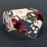 PixDezine H2 Flowers Burgundy Blush Roses Navy Tie<br><div class="desc">PixDezines floral watercolor neck tie,  burgundy and blush roses.  This is an adjustable tiled image,  you can rearrange and size the pattern as you wish.  It is a DIY background colour.

 Copyright © 2011-2021 PixDezines™.</div>