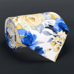 PixDezine H2 Flowers Cerulean Blue Gold Roses Tie<br><div class="desc">PixDezines floral watercolor neck tie,  cerulean blue peonies and champagne gold roses.  This is an adjustable tiled image,  you can rearrange and size the pattern as you wish.  It is a DIY background colour.

 Copyright © 2011-2022 PixDezines™.</div>
