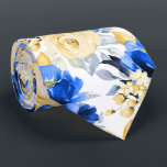 PixDezine H2 Flowers Cerulean Blue Gold Roses Tie<br><div class="desc">PixDezines floral watercolor neck tie,  cerulean blue peonies and champagne gold roses.  This is an adjustable tiled image,  you can rearrange and size the pattern as you wish.  It is a DIY background colour.

 Copyright © 2011-2022 PixDezines™.</div>