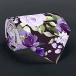 PixDezine H2 Flowers Violet Lilac Purple Roses Tie<br><div class="desc">PixDezines floral watercolor neck tie,  violet and lilac purple roses and peony with aubergine background.  This is an adjustable tiled image,  you can rearrange and size the pattern as you wish.  It is a DIY background colour.

 Copyright © 2011-2021 PixDezines™.</div>