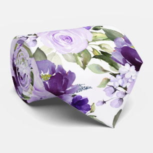 PixDezine H2 Flowers Violet Lilac Purple Roses Tie