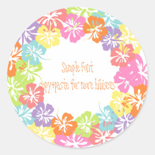 PixDezine hibiscus lei/DIY background colour Classic Round Sticker