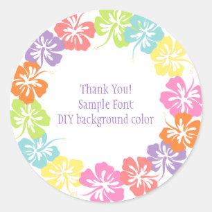 PixDezine hibiscus lei/DIY background colour Classic Round Sticker