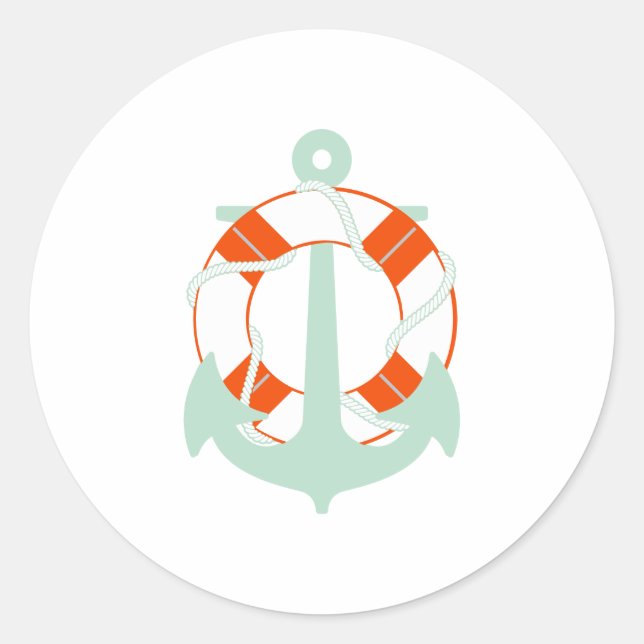 PixDezine nautical/anchor/lifesaver/ Classic Round Sticker (Front)