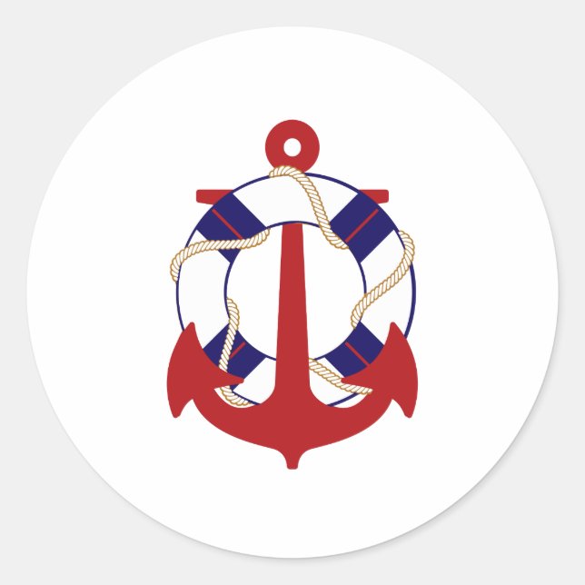 PixDezine nautical/anchor/lifesaver/ Classic Round Sticker (Front)