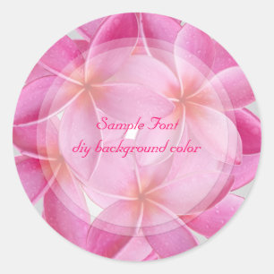 PixDezine pink plumeria/DIY background colour Classic Round Sticker