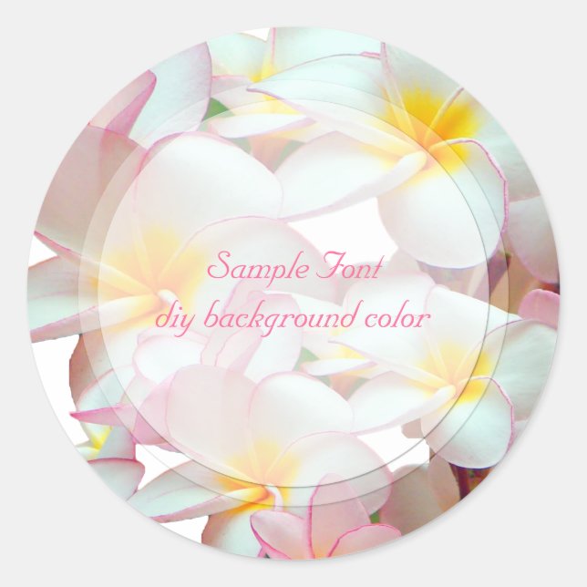 PixDezine pink plumeria/DIY background colour Classic Round Sticker (Front)