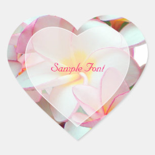PixDezine pink plumeria/DIY background colour Heart Sticker