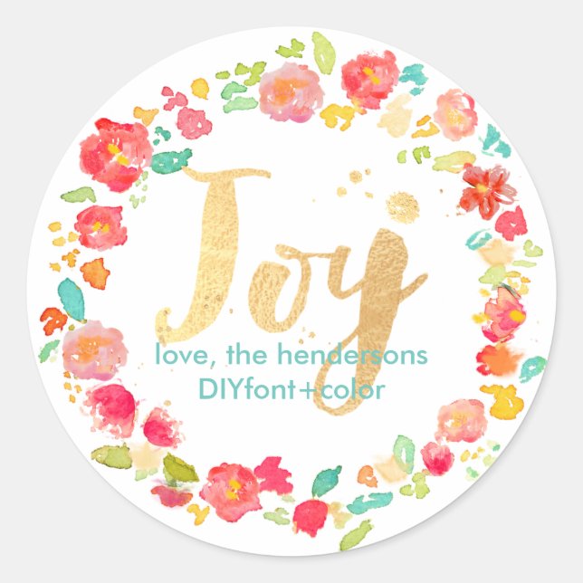 PixDezine sophie's garden/floral watercolor Classic Round Sticker (Front)