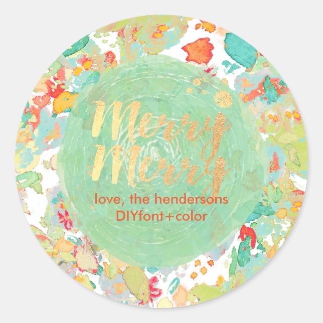 PixDezine sophie's garden/floral watercolor Classic Round Sticker (Front)