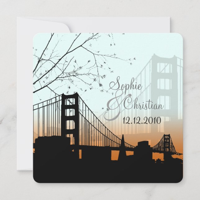 PixDezine Sunset at Golden Gate/DIY background Invitation (Front)